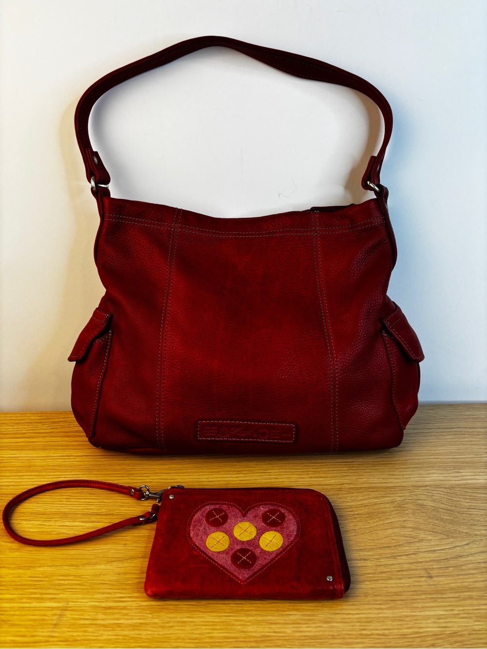 Fossil Red Shoulder Bag and wristlet